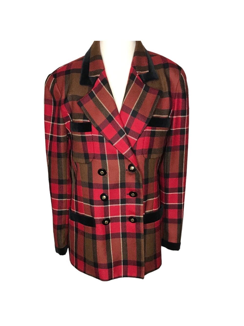 Raffinalla Le Collezioni Vintage Tartan Plaid Blazer- Size 8-100% Virgin Wool